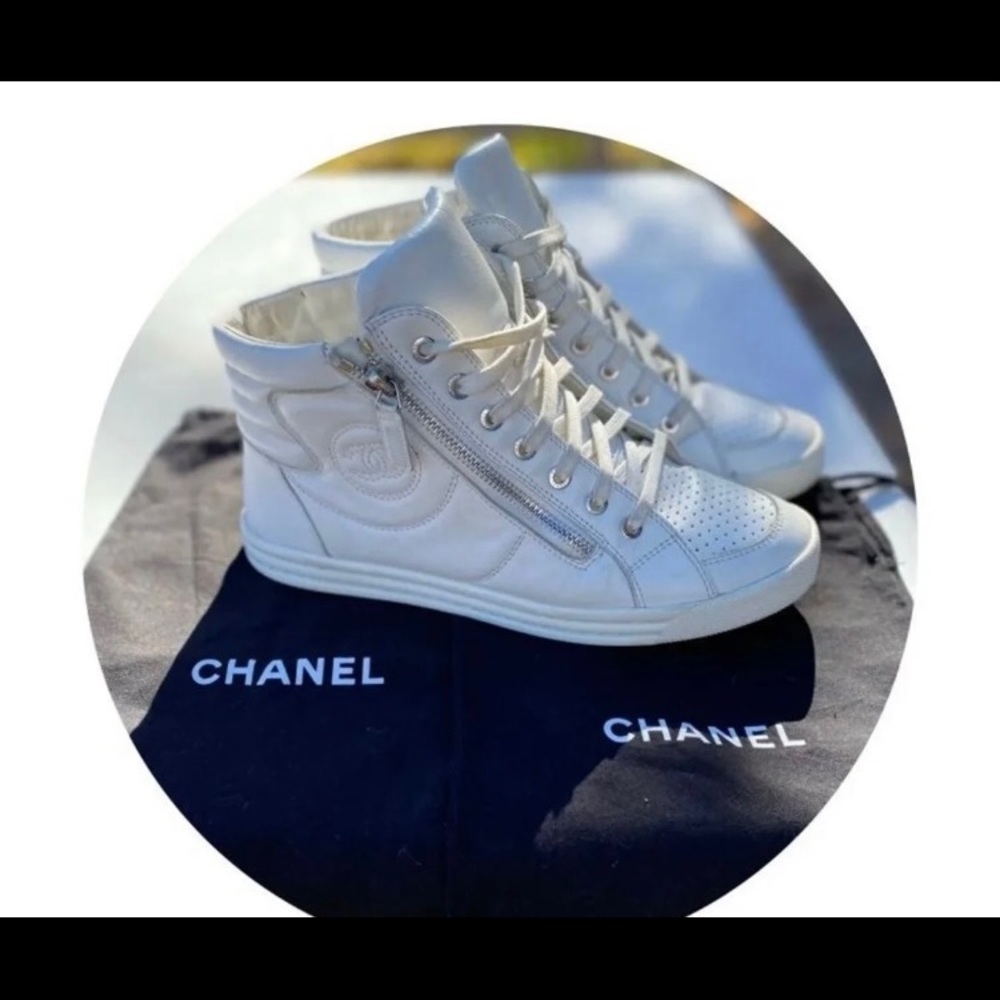 CHANEL high top sneakers